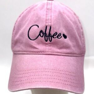 Hat Womens Coffee Pink Black Letter Design Baseball Hat Cap Adjustable Fit OSFA